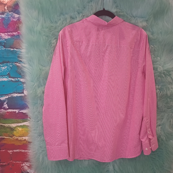 Chaps Pink and White Long Sleeve Checkered Button Down Shirt Size 1X - Picture 9 of 11